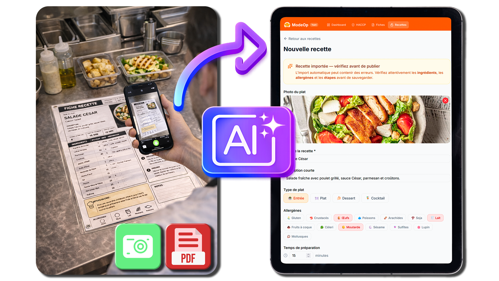 Démonstration de l'import de recette par IA
